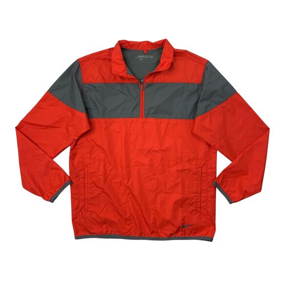 Nike Golf Jacket Boys Large Red Grey Quarter Zip Lightweight All Weather Popover - Picture 1 of 13